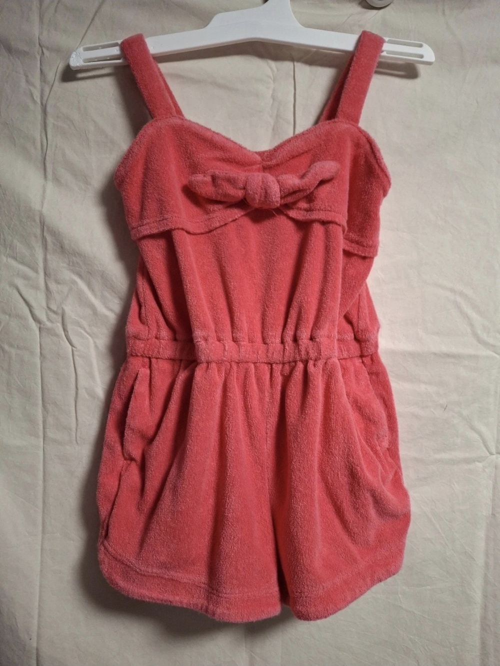 Janie and Jack Coral Terry Romper with Front Bow Size 3T